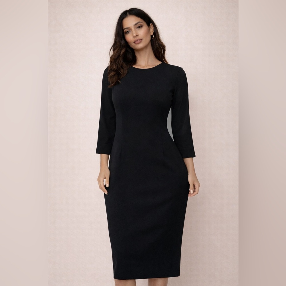 Babaton Black Dress 3/4 Sleeve Crew Neck